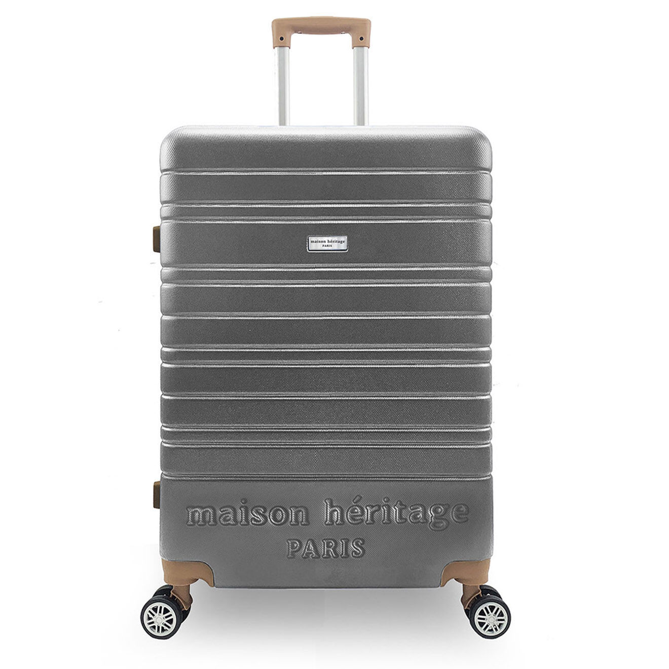 Maison Héritage Valise Long Séjour 4 roues doubles Madeleine 70 cm argentée