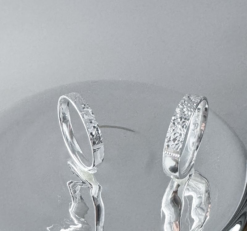Kopesh - Bijpassende getextureerde sterling zilveren ring / set