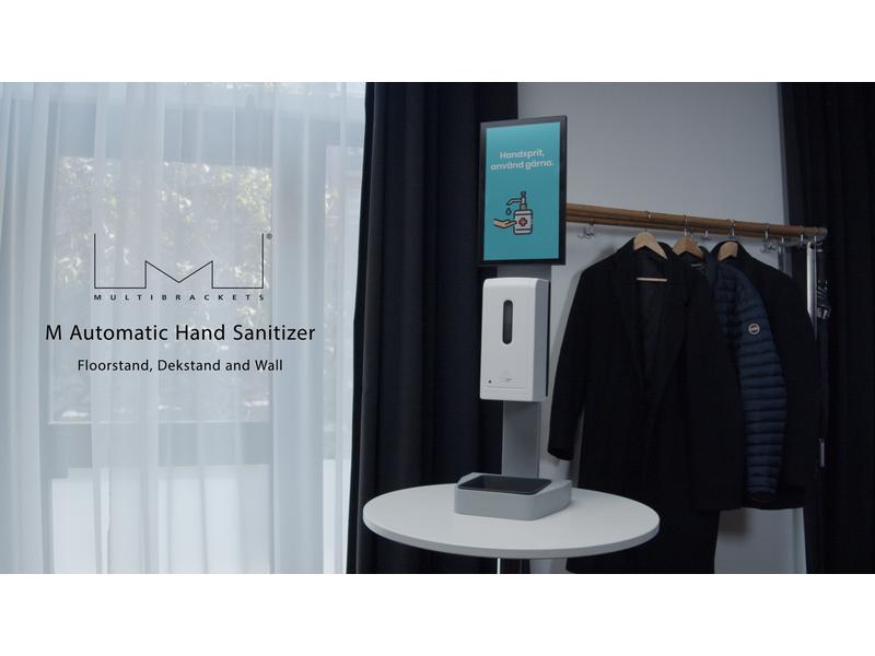 Multibrackets Desinfektionsmittelständer Hygienebox Stand w MB Hygienebox Standmontage, weiss / 9646 Infrarot Auto-Sensor 0-12 cm, 1 Liter Tank, ABS