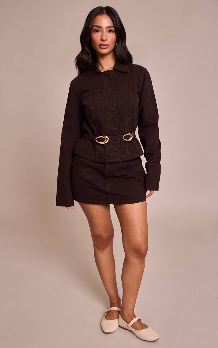 Dark Chocolate Jupe Mini En Denim Petite