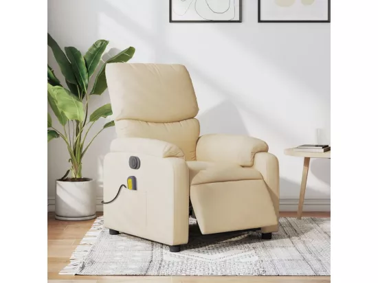 Fauteuil inclinable massant électrique crème tissu