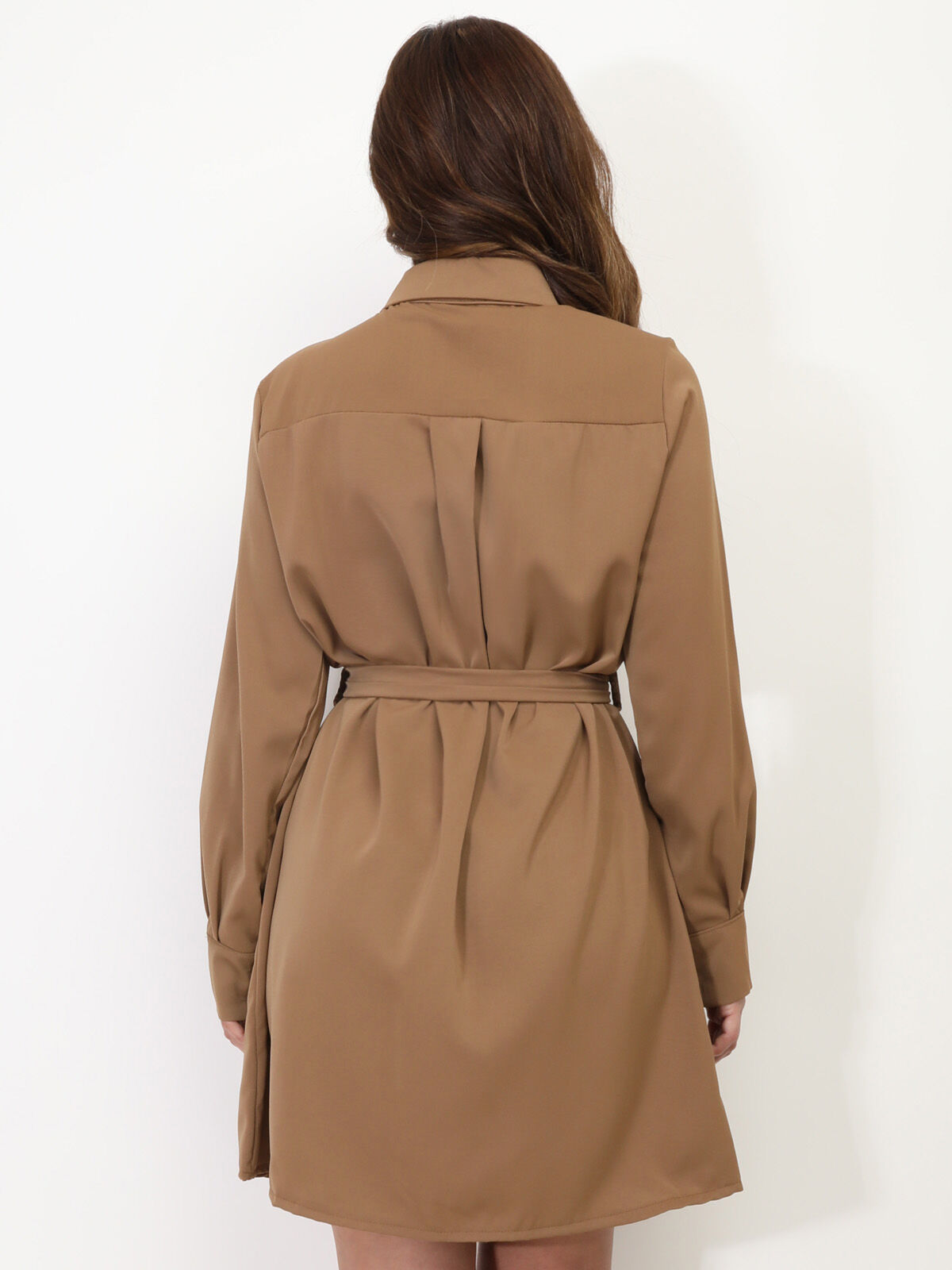 Robe chemise à nouer- Camel