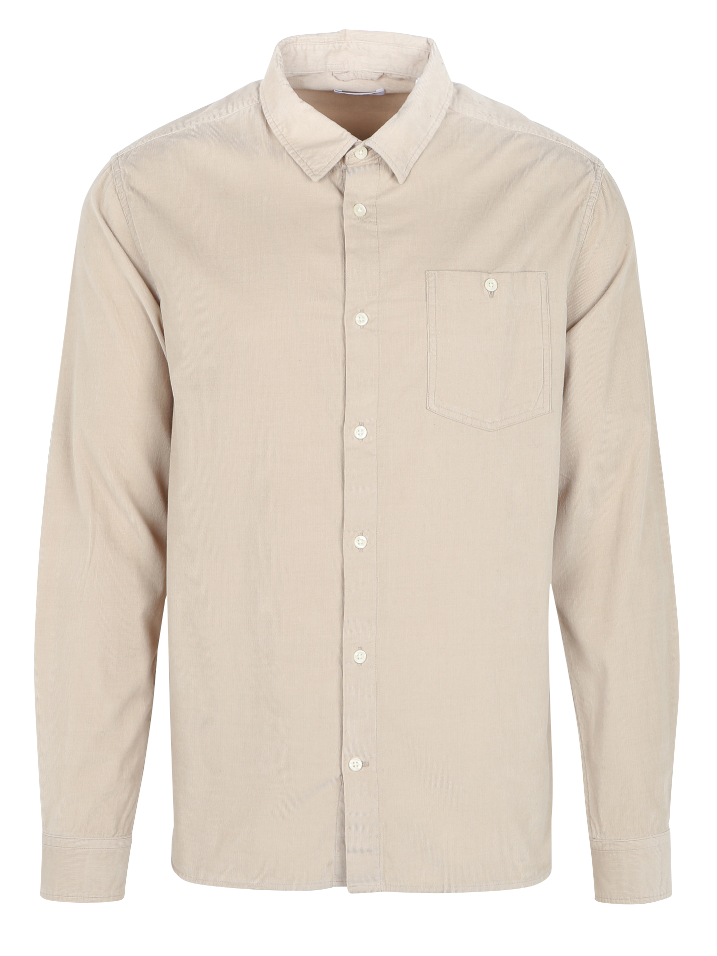 Chemise col classique aspect velours côtelé en coton bio | Beige