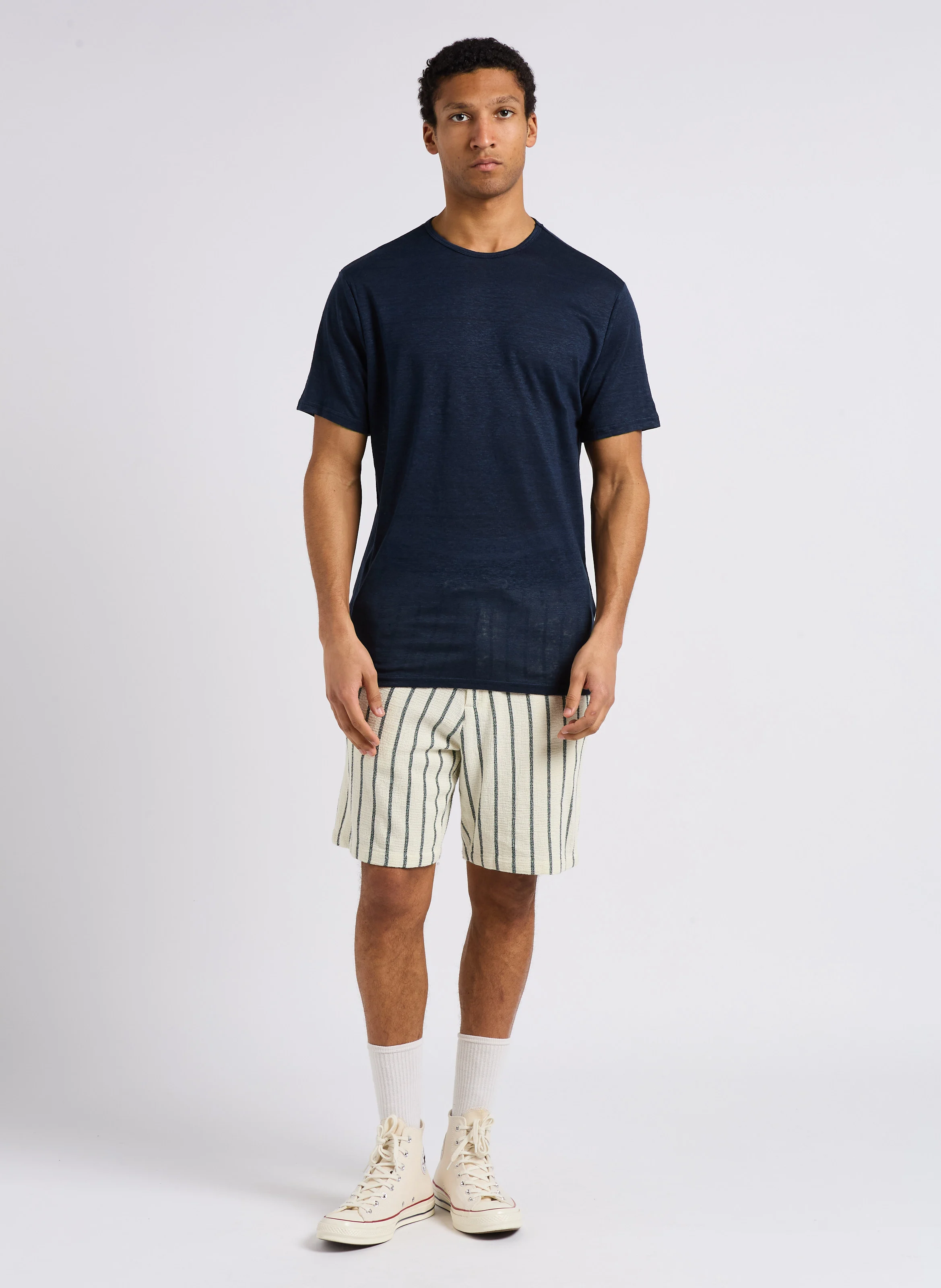 BET - Tee-shirt col rond en lin| Bleu