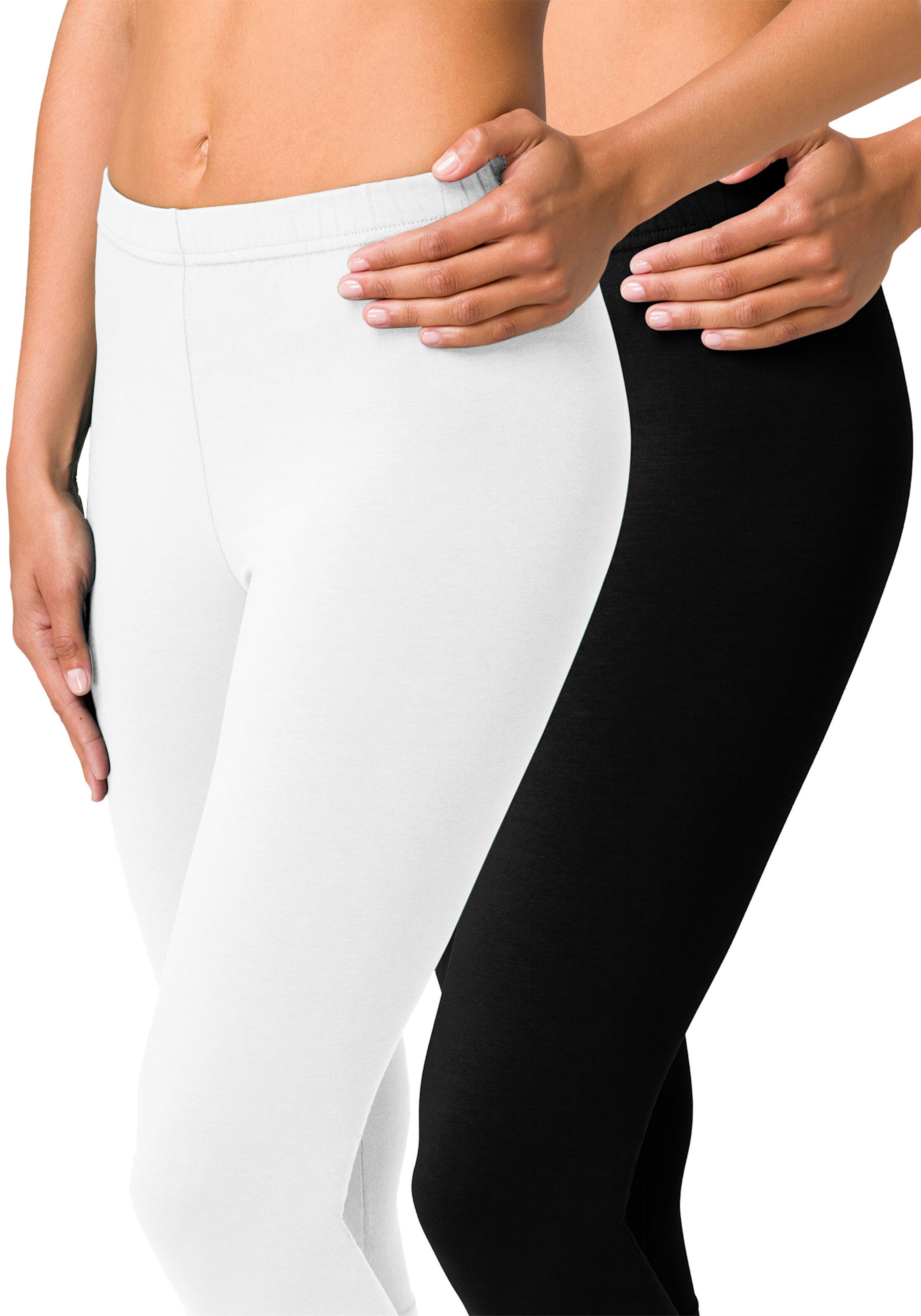 Caprileggings in 1x weiß, 1x schwarz