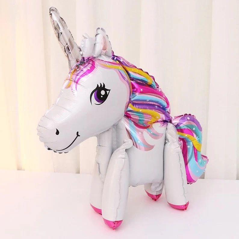 (75x65cm) Kinder Party Ballon Deko Einhorn Folienballon - Weiss / Rosa
