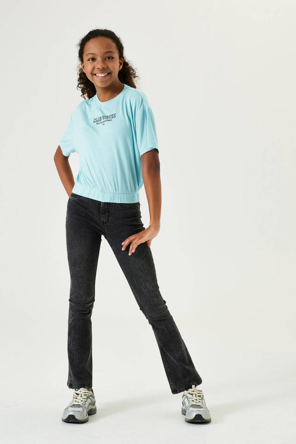 Garcia T-shirt met tekst blauw