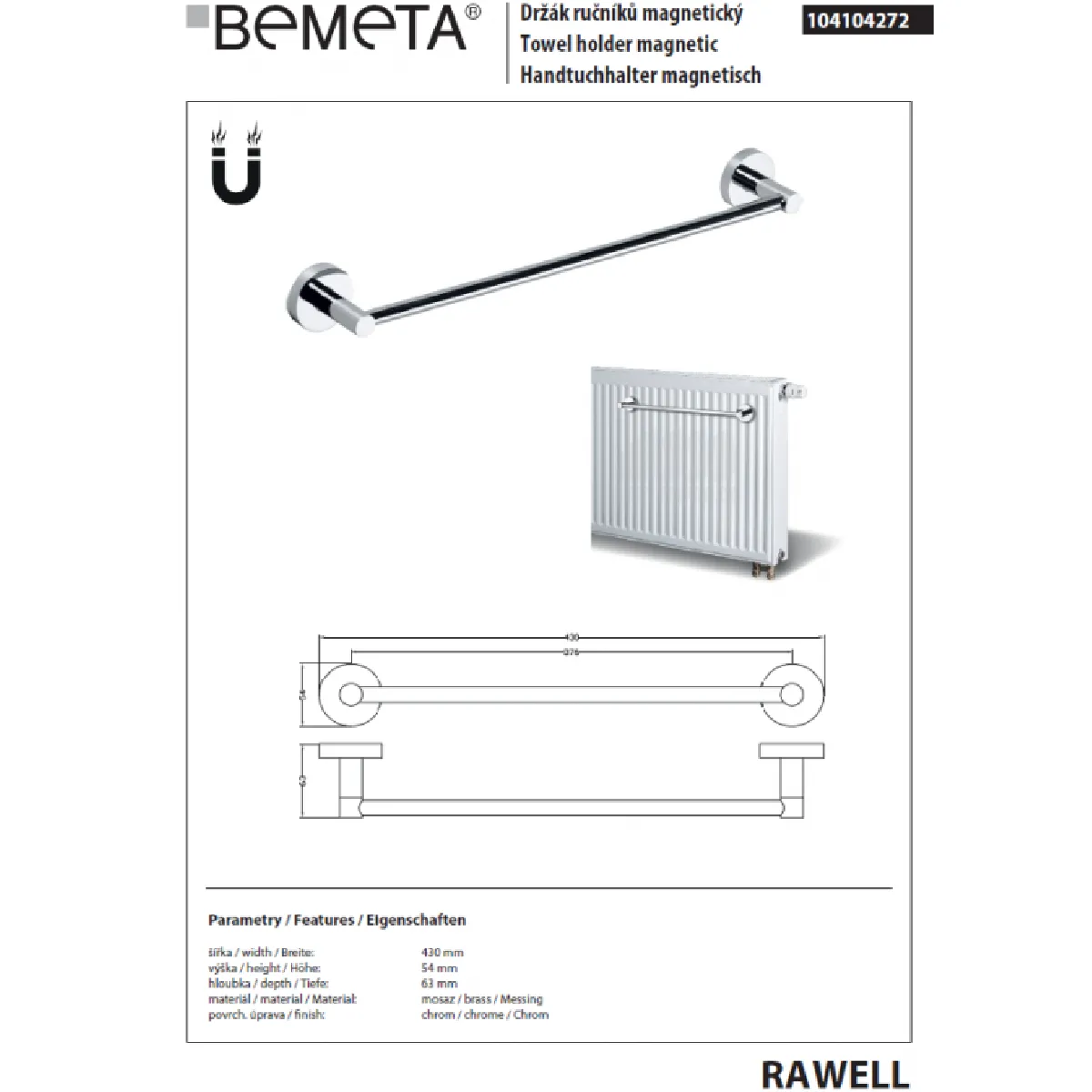 Bemeta - Maison De La Tendance Bemeta Porte-serviettes aimanté RAWELL