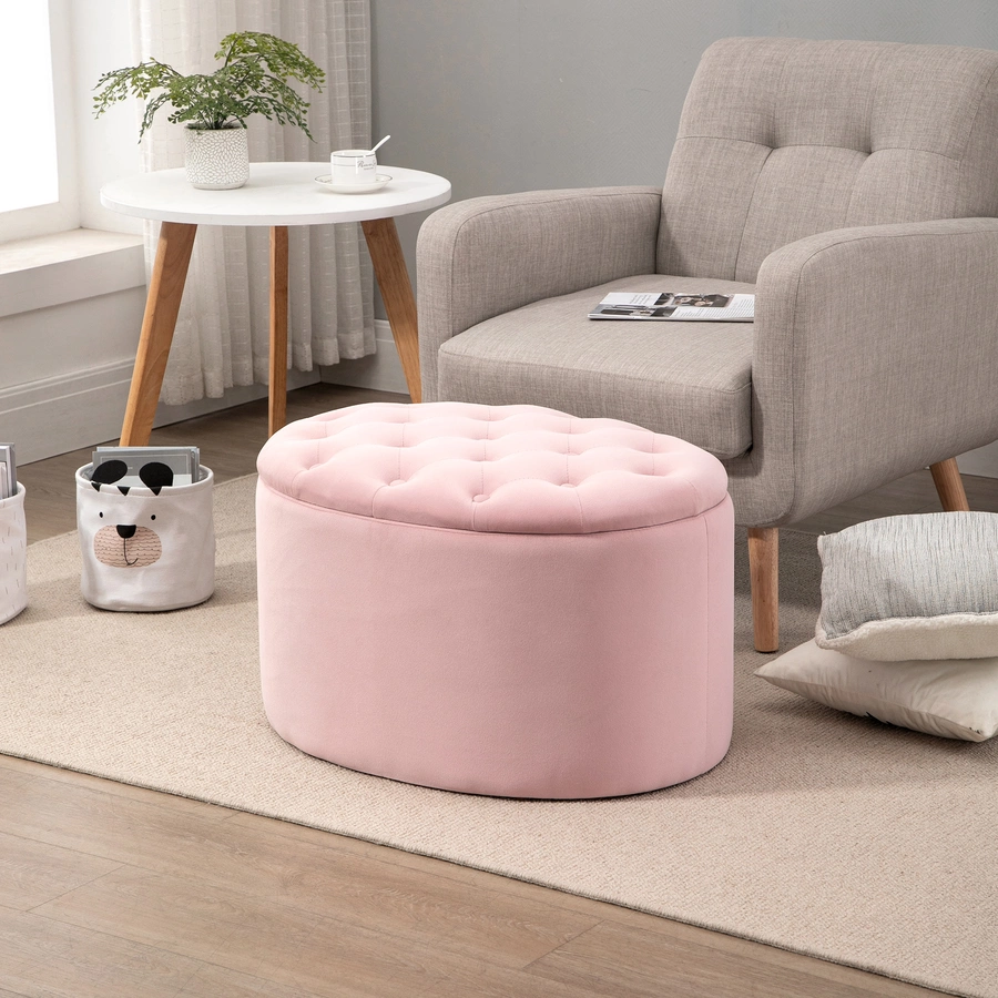 HOMCOM Sitzbank ovalförmig mit Stauraum rosa
