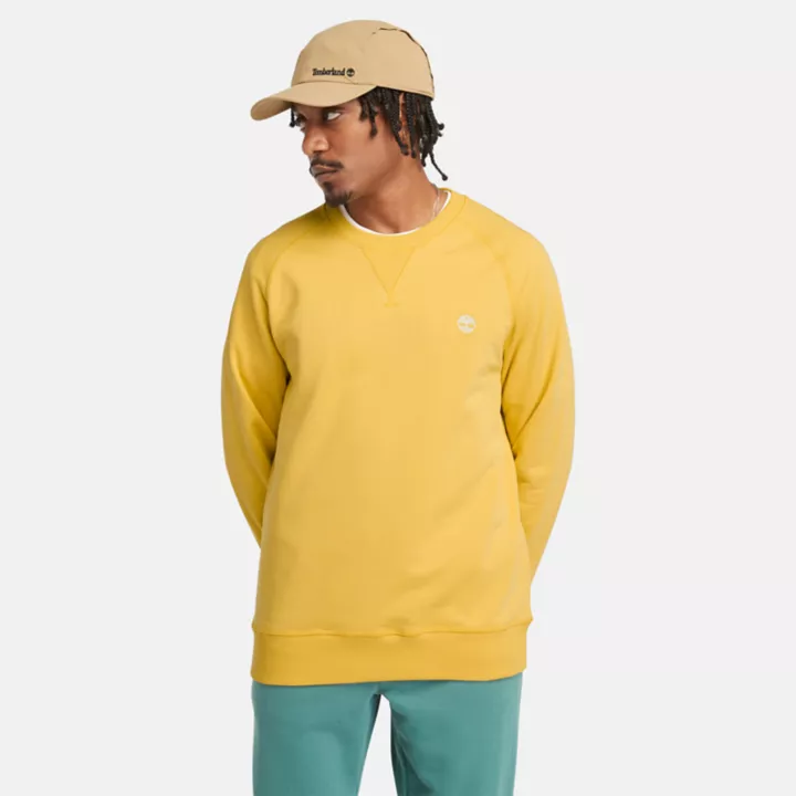 Sweat à col rond et envers bouclé Exeter pour homme en jaune clair