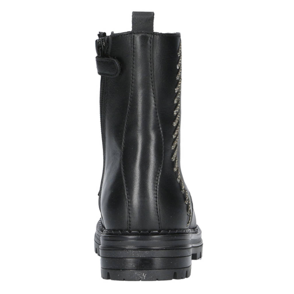 Hip leren veterboots zwart