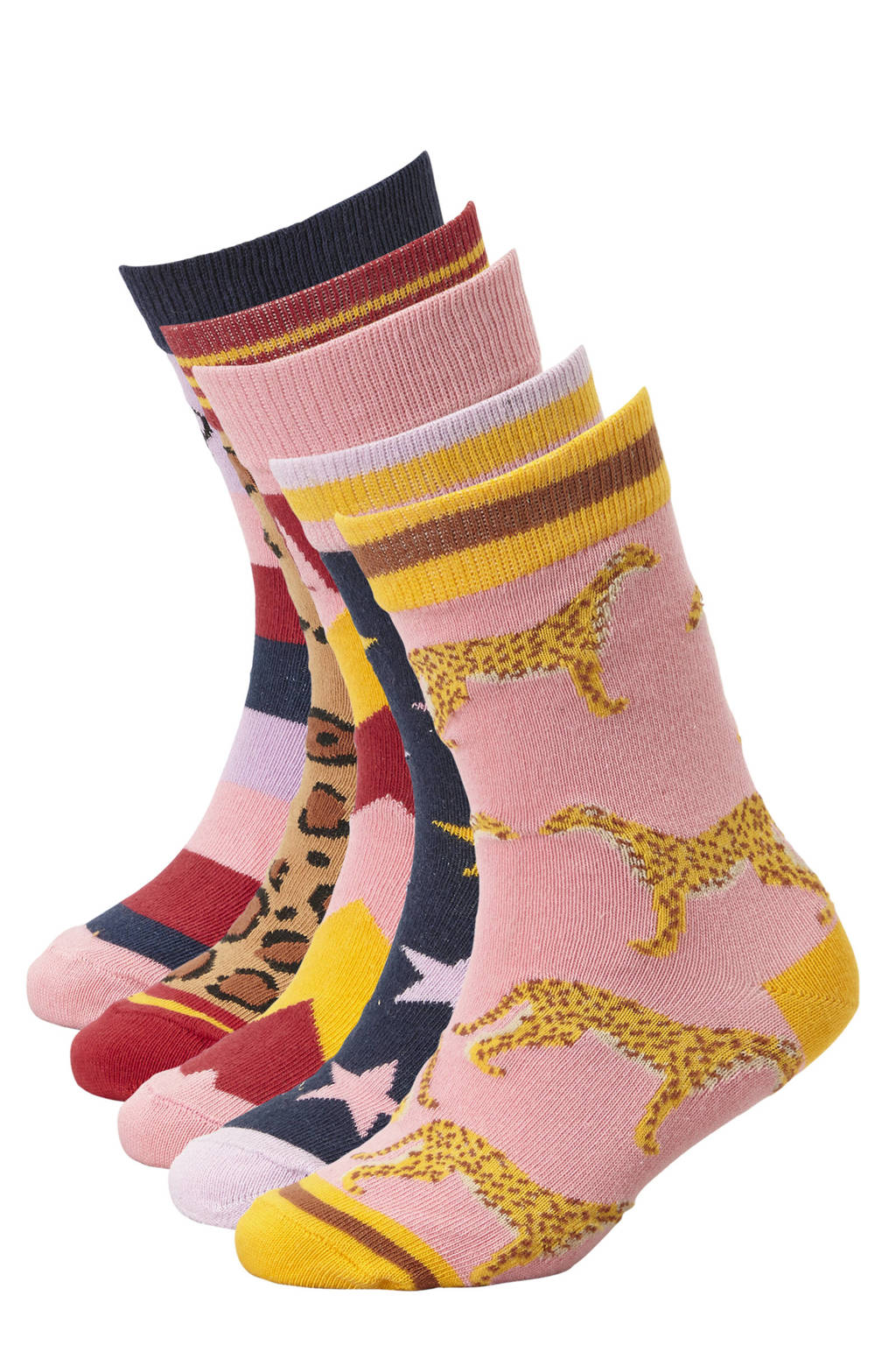 Me & My Monkey sokken met all-over print - set van 5 lichtroze/multi
