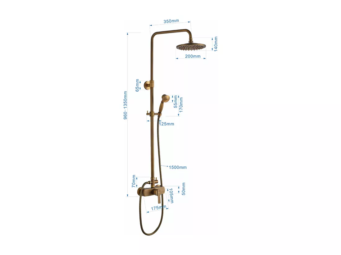 AURALUM MAX Colonne de douche en laiton Bronze Rétro,Ensemble de Douche avec Mitigeur Mécanique,Système Douche Hauteur Réglable pour Salle de Bain