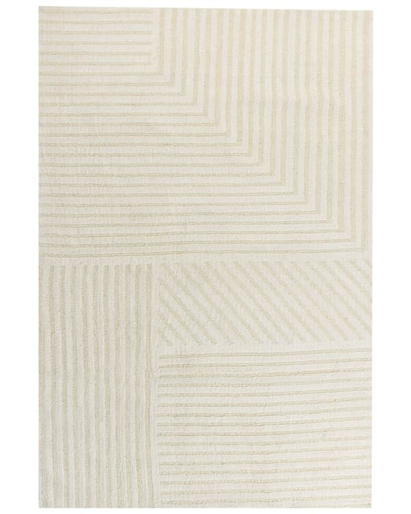 Teppe Beige Ull 200 x 300 cm Stripete mønster Ensfarget Moderne Minimalistisk Gulvteppe Stue