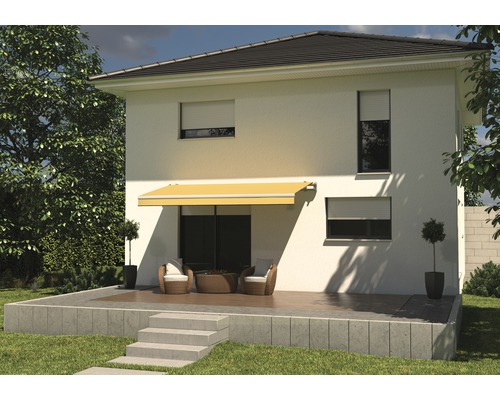 SOLUNA knikarmzonnescherm Trend 2,5x2 Stoffen design U415 Frame zilver geanodiseerd incl. motor, wandschakelaar en noodhandzwengel