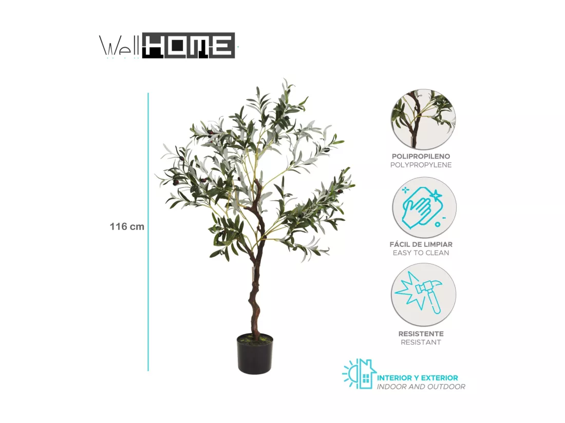 Well Home Olivier artificiel en pot noir H.116cm