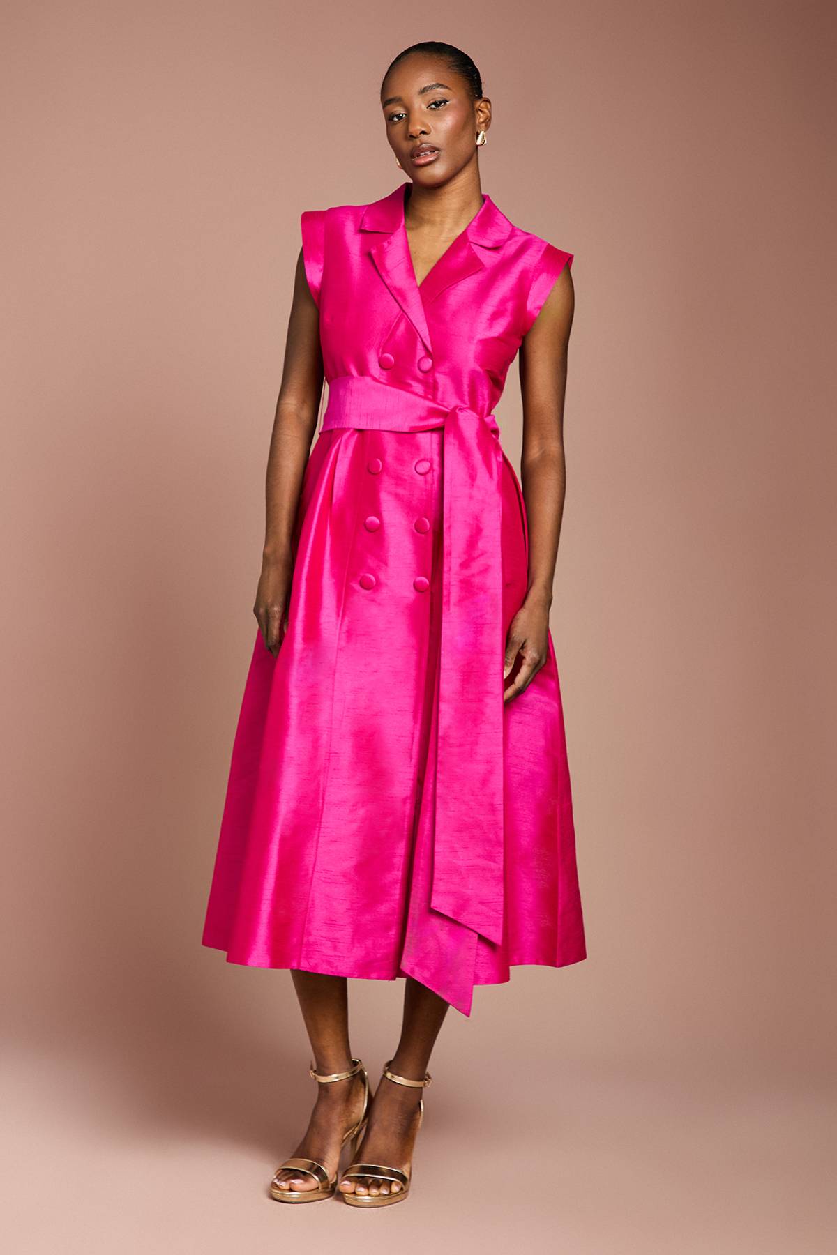Coast Robe Midi Cintrée Sans Manches À Effet Chatoyant