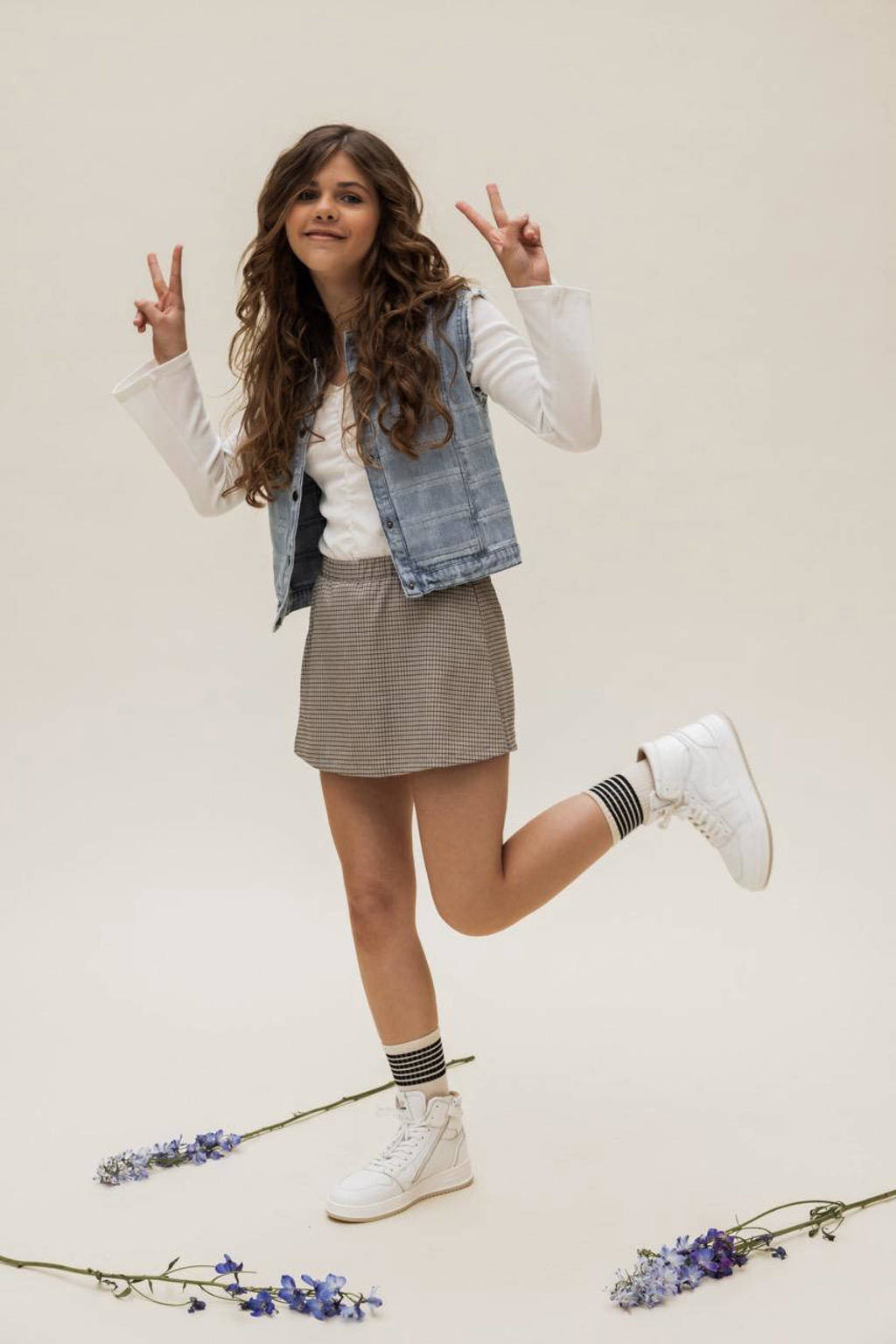 LOOXS geruite skort grijs/zwart