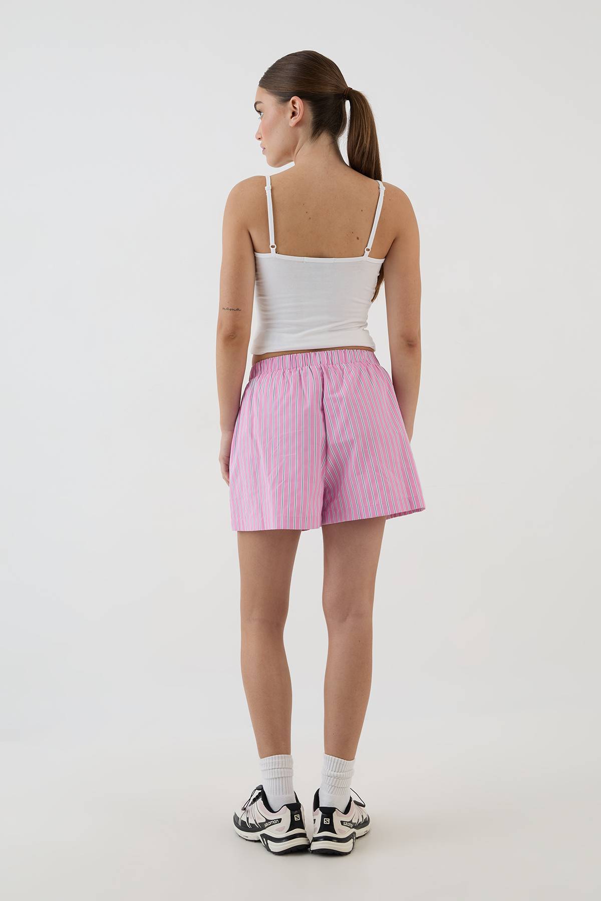 Short En Popeline À Rayures Avec Boutonnage Henley Dsgn Studio