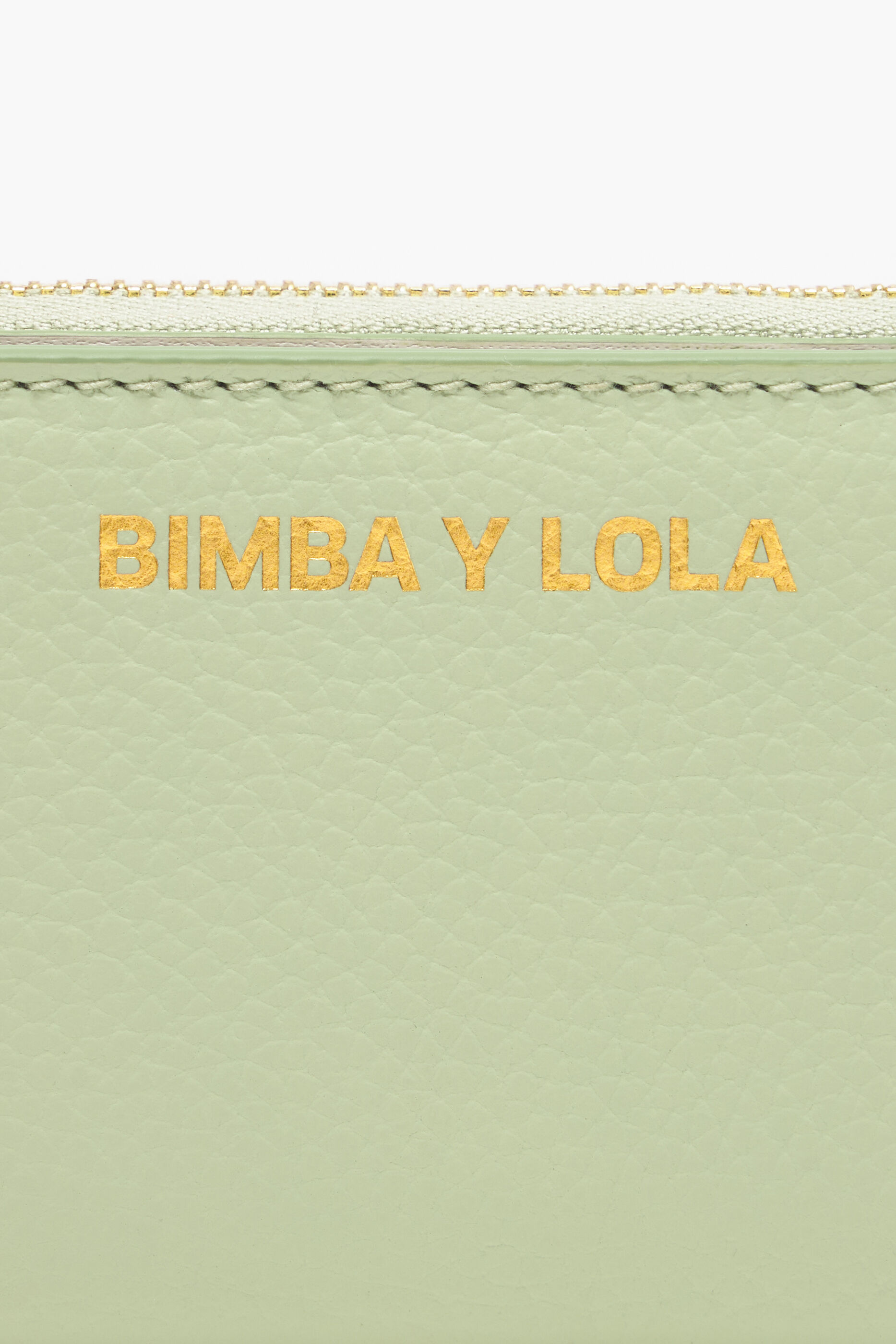 Carteira de aba em couro verde pastel