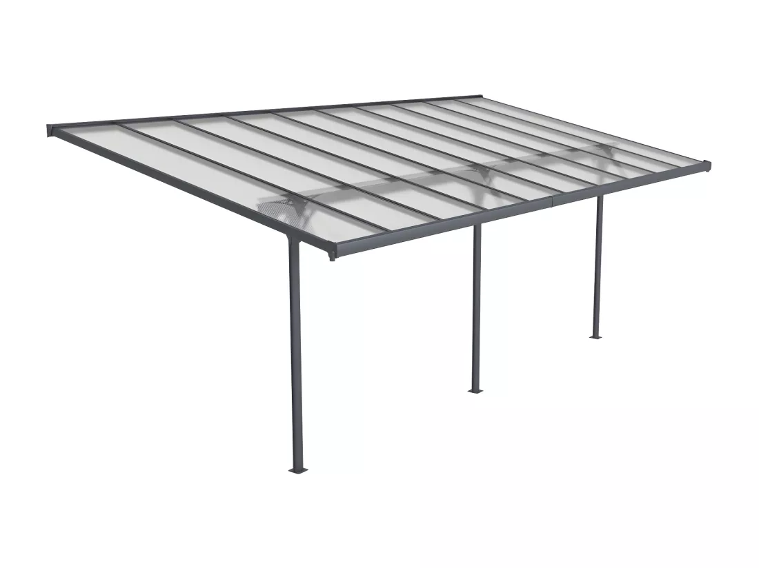 Carport pergola adossé en aluminium 18,8 m² anthracite - ALVARO