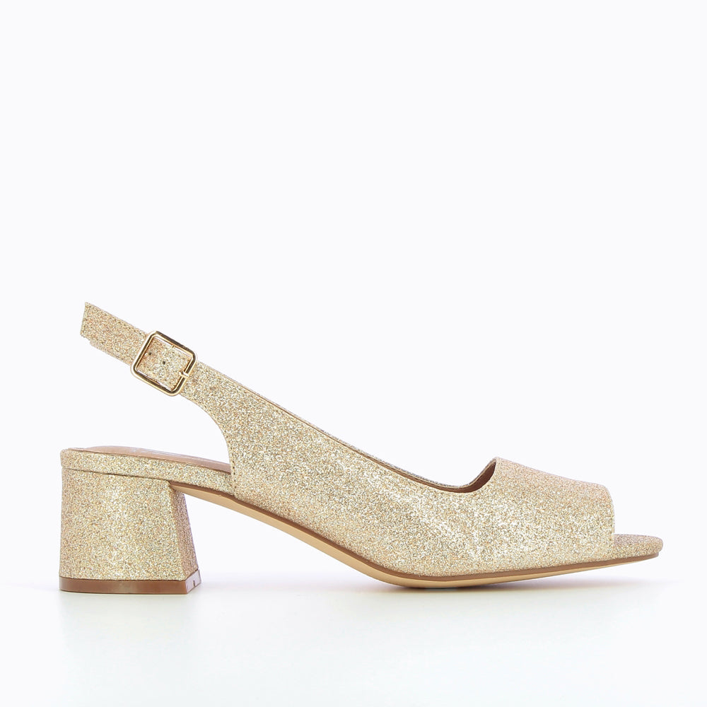 Escarpins-Escarpins peep-toe Maureen à paillettes or