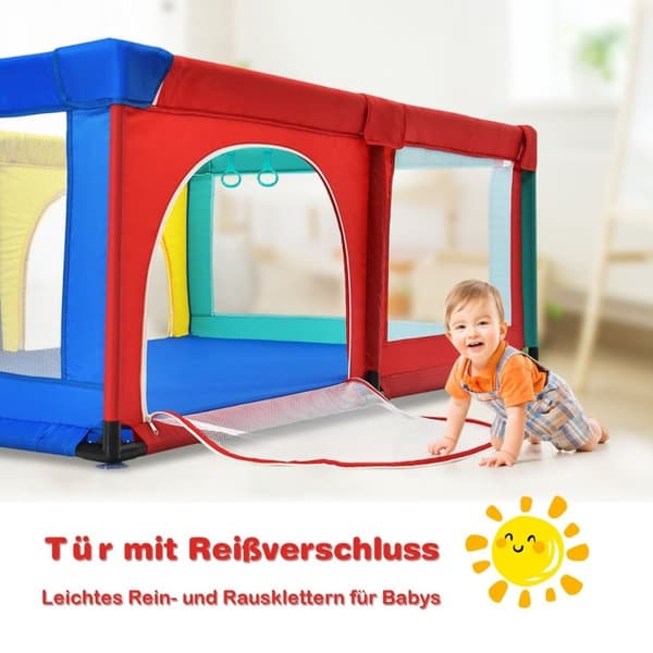 120 x 190 cm baby lekegrind med 50 lekeballer lekegrind med nett og glidelås