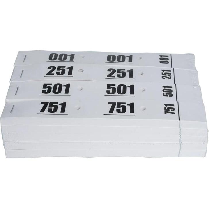 Carnet de 50 tickets vestiaires numérotés de 3 volets (dont 2 volets avec trous) - Format 20x3 cm