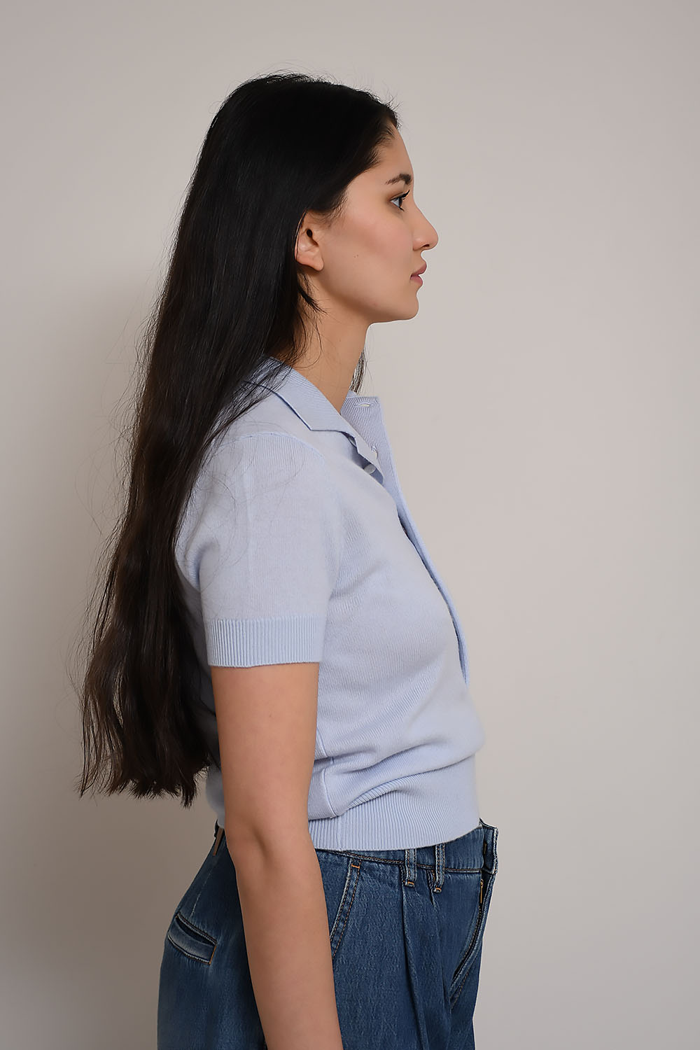 Wool knitted polo