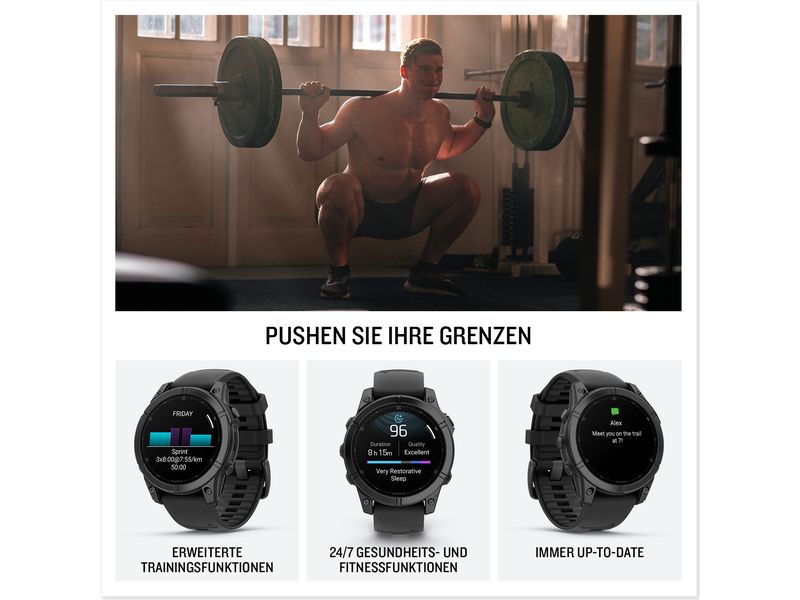 GARMIN Sportuhr Fenix E, 47 mm Schwarz Multisport-Smartwatch