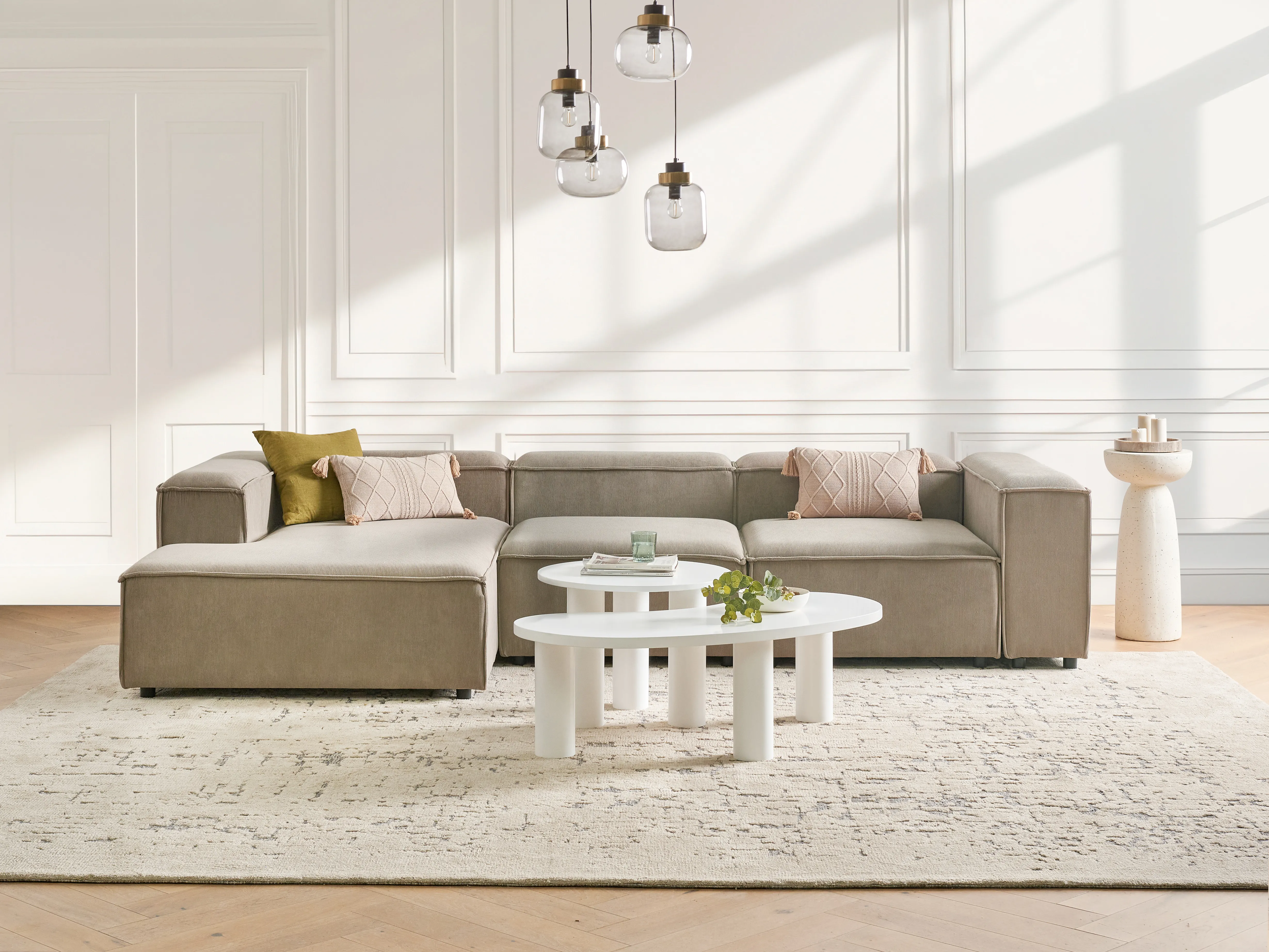 Modulaire hoekbank 4-zits ARDAL Corduroy Lichtbruin rechtszijdig