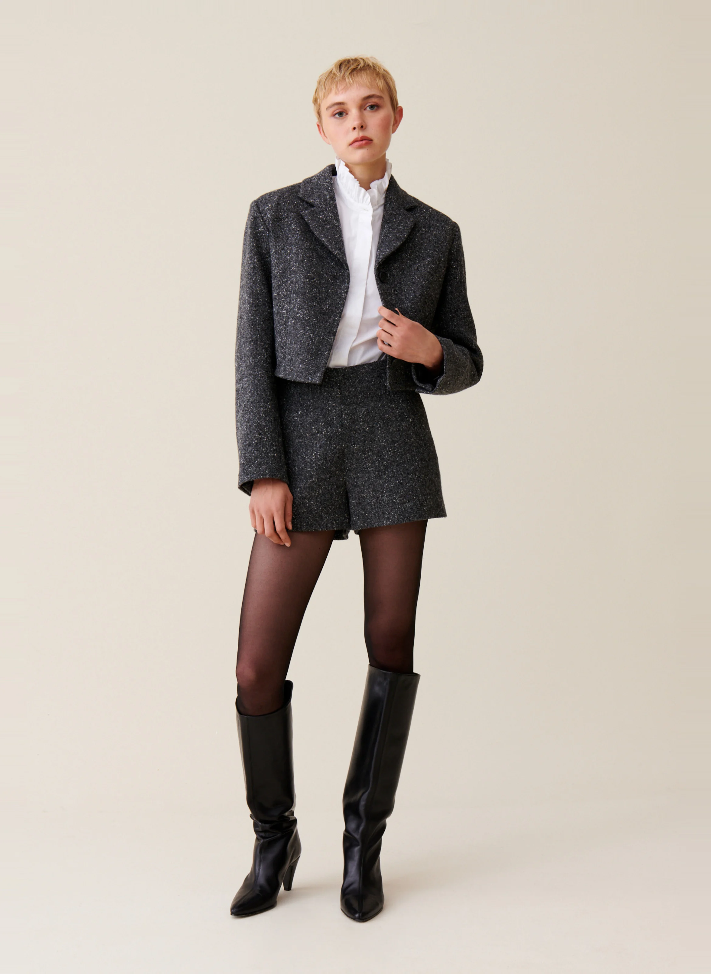 Veste de tailleur courte | Gris