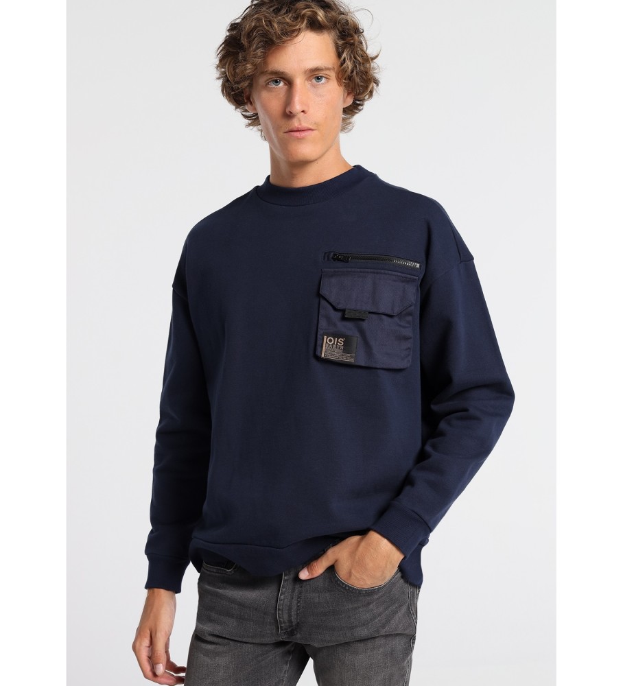Moletom Lois com bolso grande e zíper, azul marinho