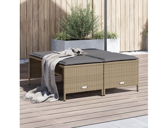 VIDAXL - Pouf Tabourets de jardin avec coussins lot de 4 beige résine tres...