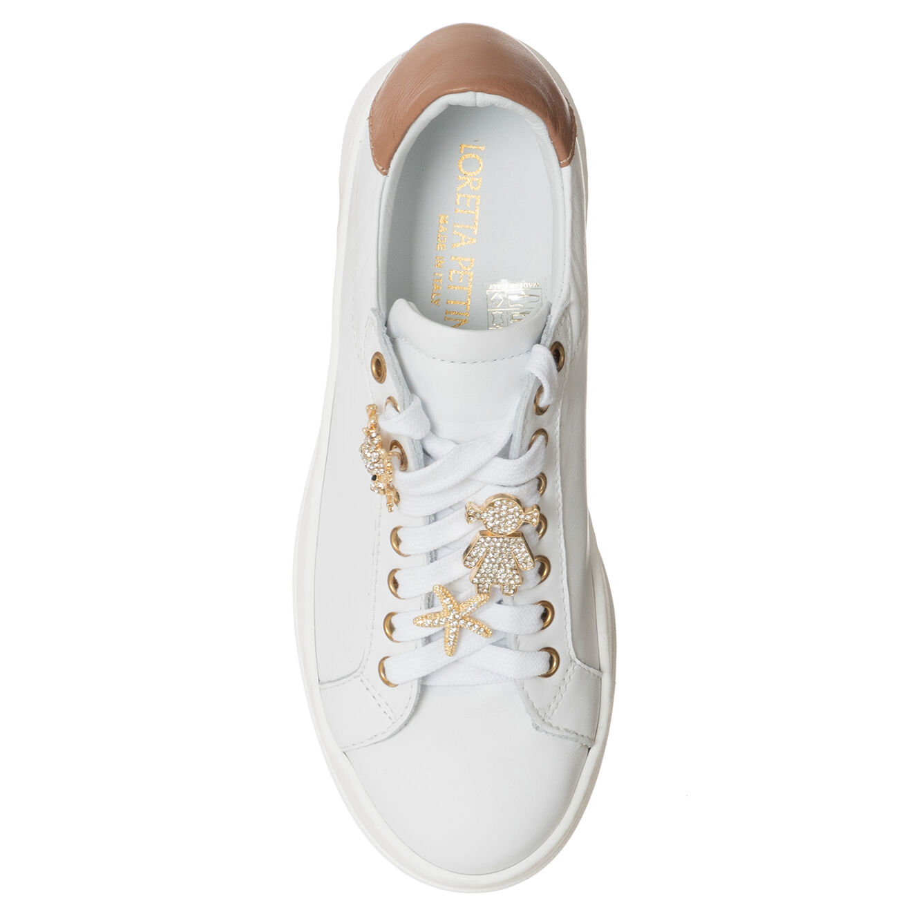 Loretta Pettinari Sneakers en Cuir Agta blanc/camel
