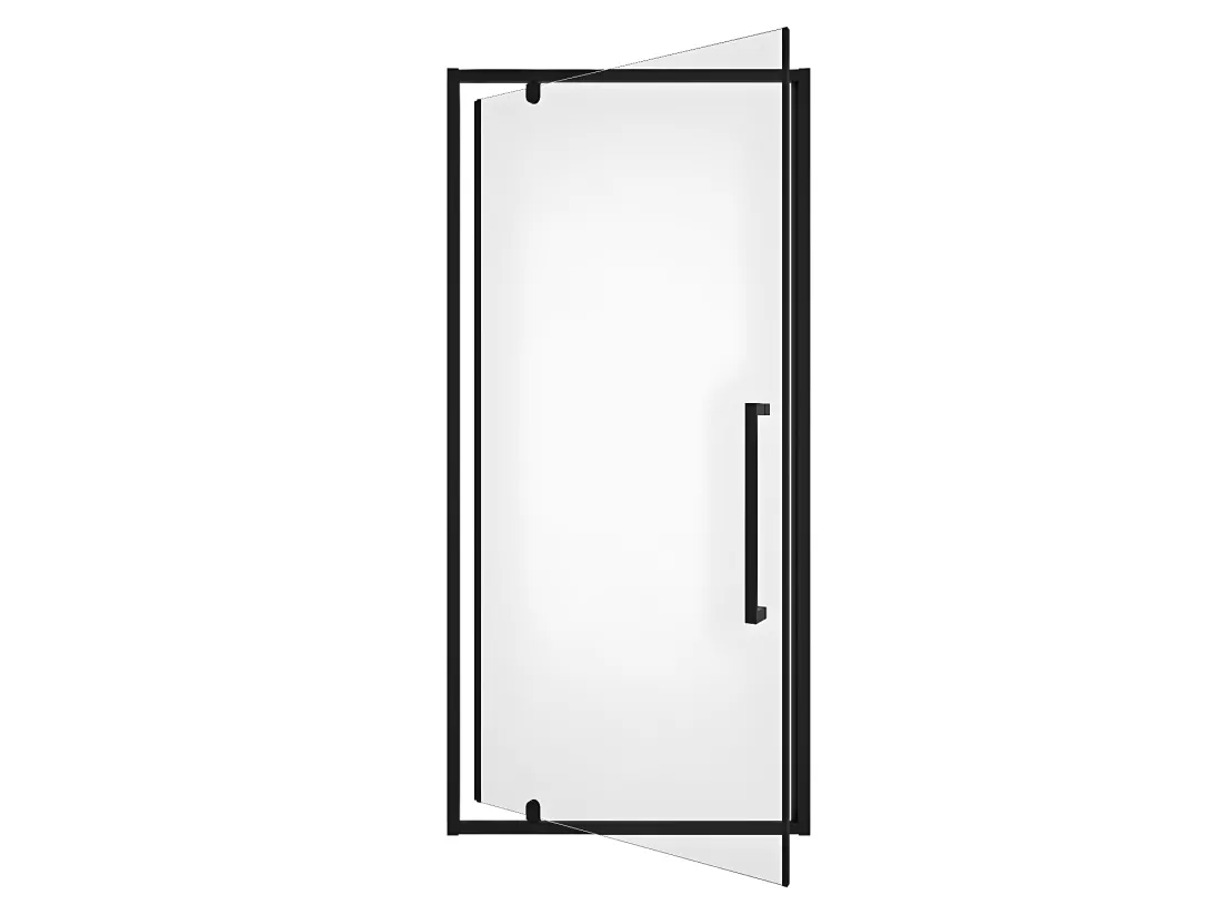 Porte de douche pivotante en métal noir mat au style industriel - 80 x 195 cm - TAMRI