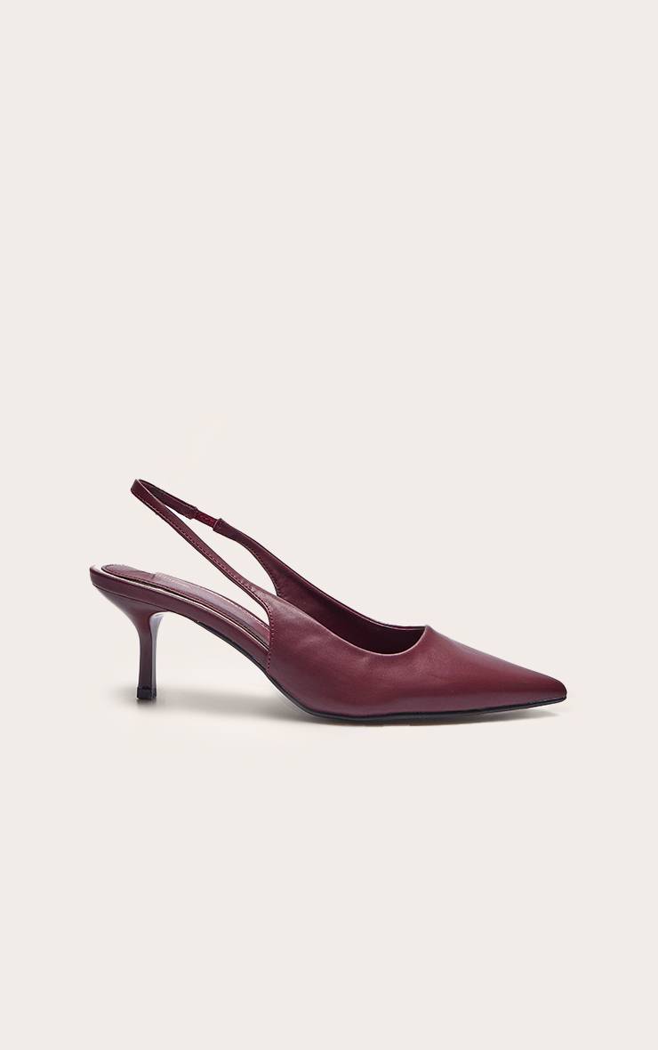 Rouge Bordeaux Escarpins À Bout Pointu Et Bride Arrière En Synthétiquecuir À Talon Moyen