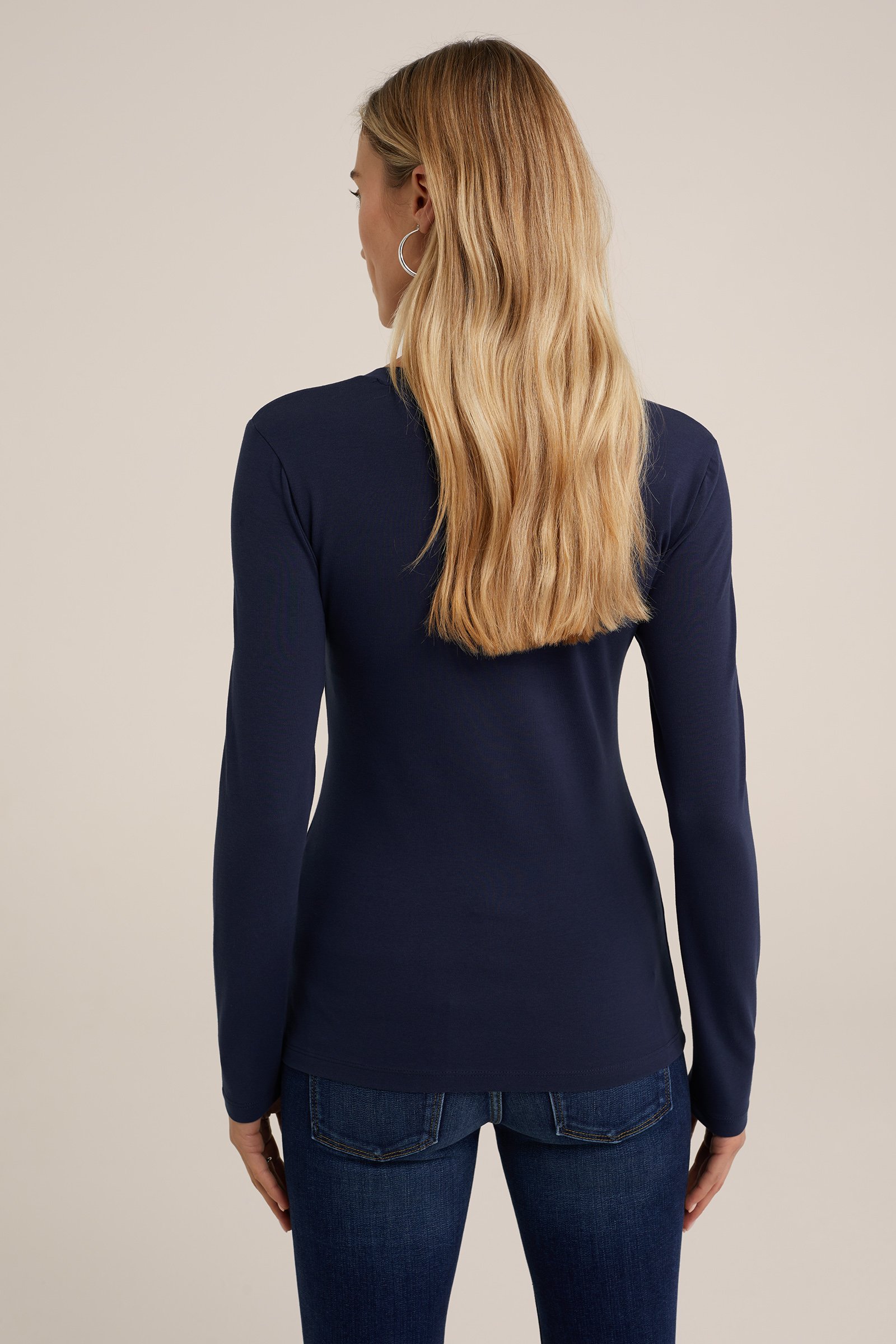 T-shirt met V-hals WE Fashion Blauw