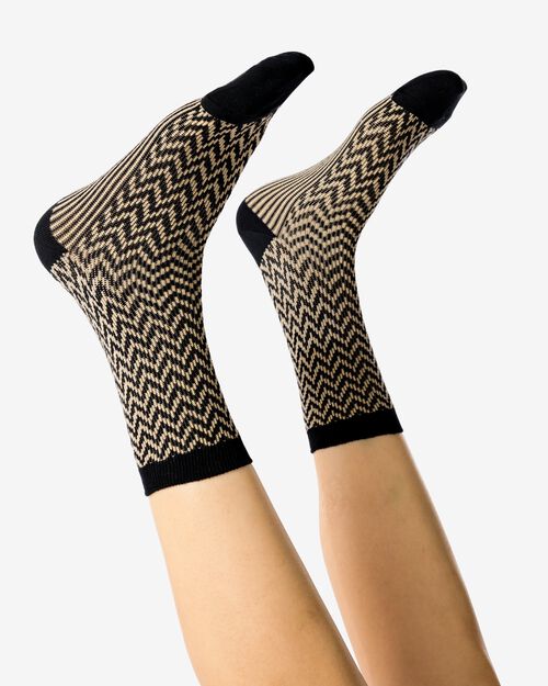 chaussettes avec zigzag en coton - 5 paires noir