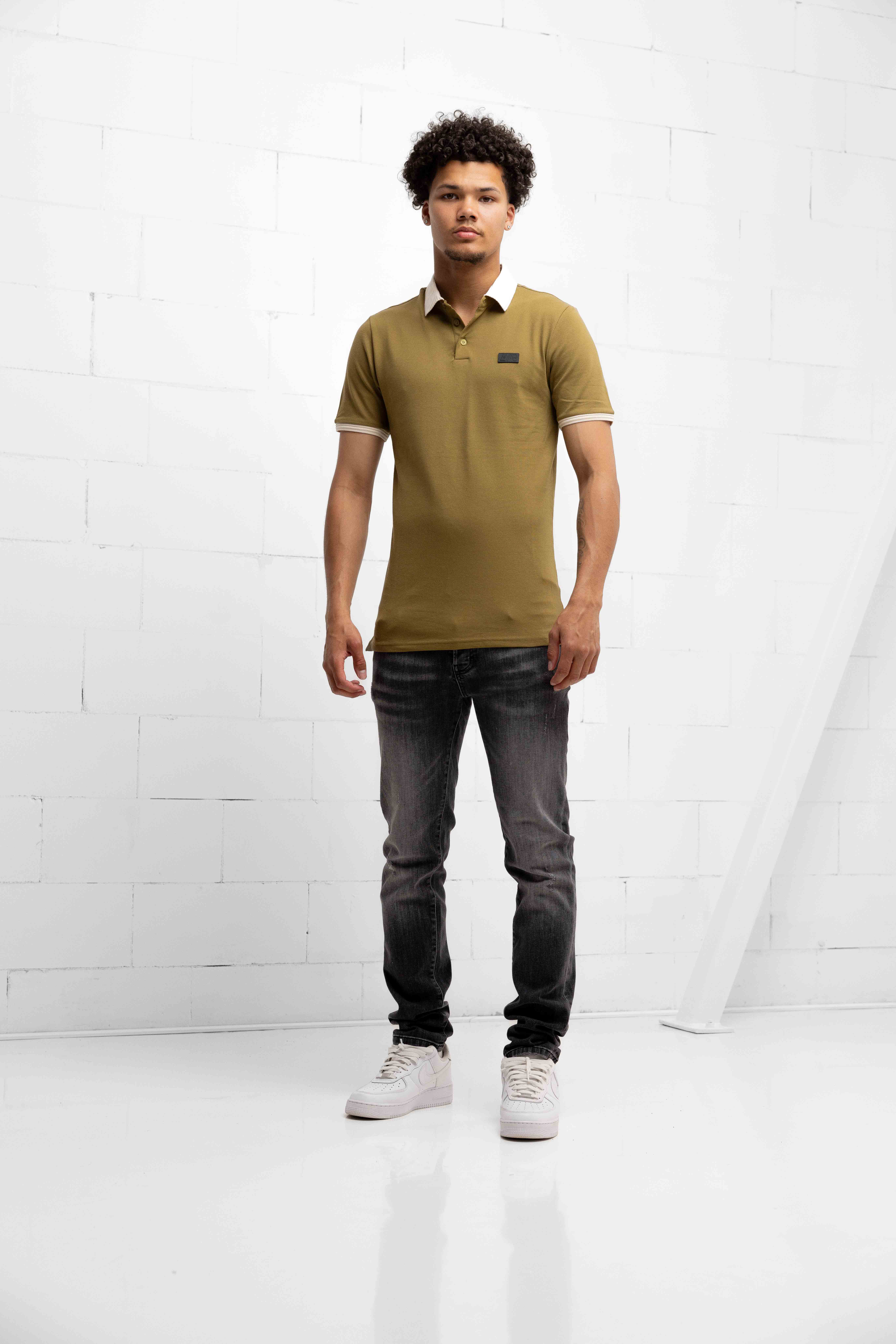 AB Lifestyle Regular Polo Heren Groen/Beige