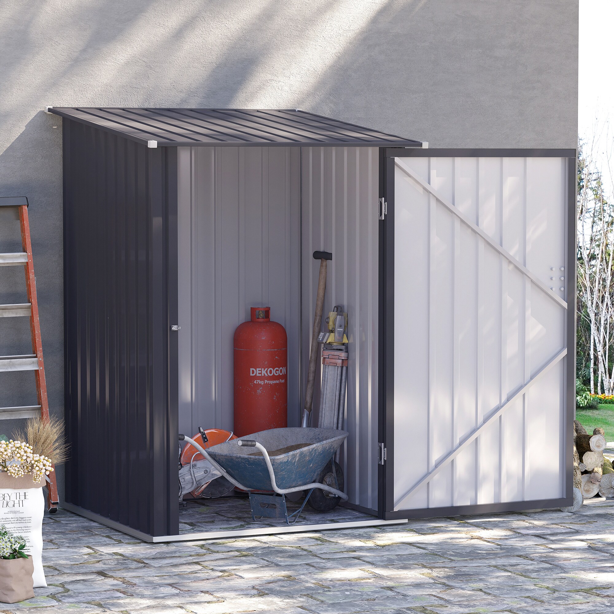 Outsunny Gerätehaus mit Pultdach grau 100B x 103T x 160H cm