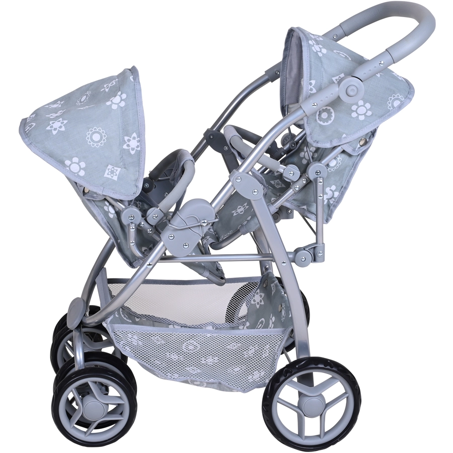 knorr toys® Zwillingspuppenwagen Milo - Royal grey grau