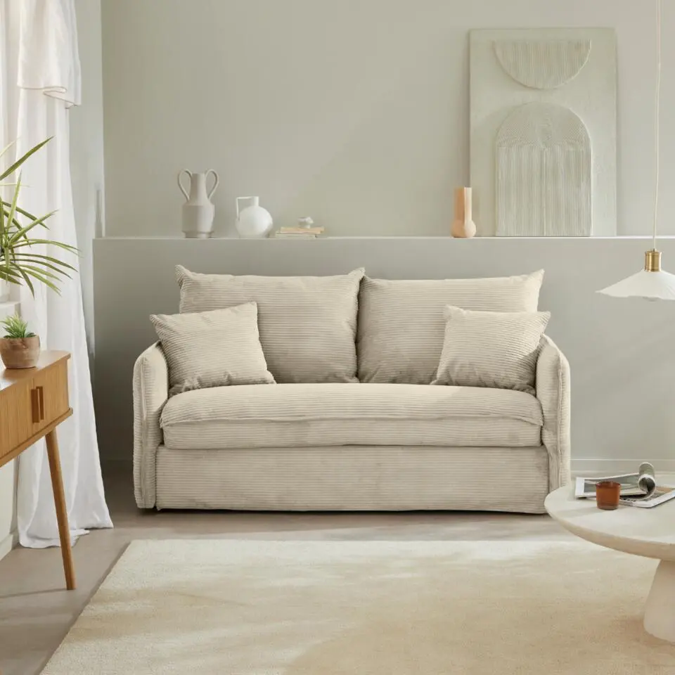 CALICOSY - Slaapbank MIRA - Ecru - 90x185x104 cm