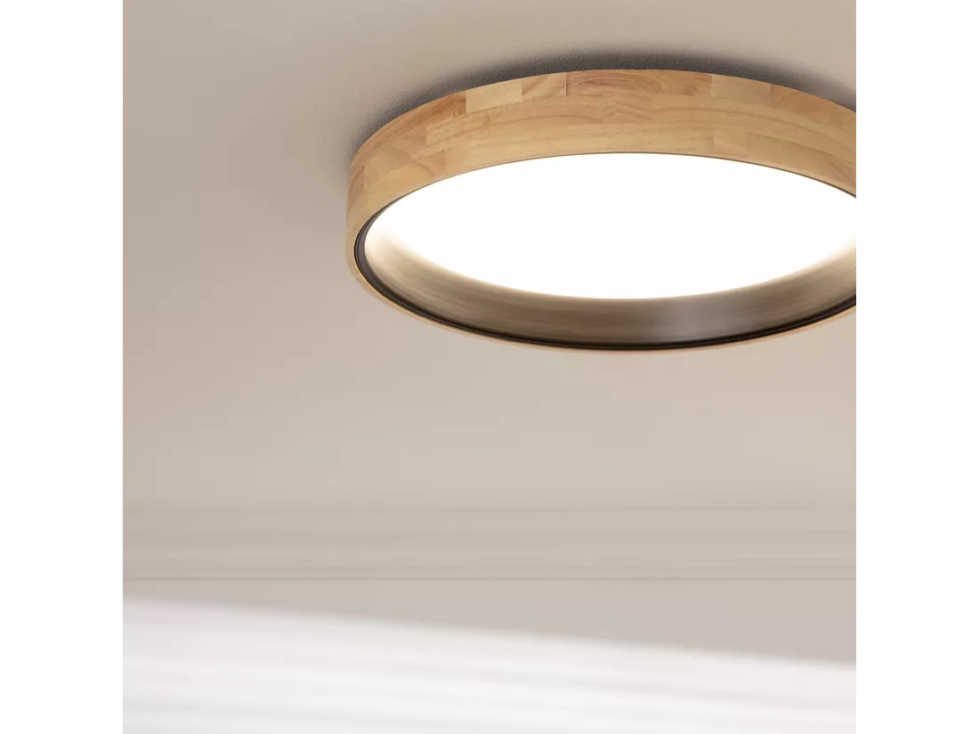 Plafonnier LED Rond Bois 30W CCT Sélectionnable Dari Ø570 mm Noir