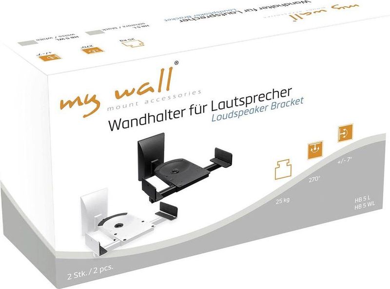 My Wall luidspreker muurbeugel set voor luidsprekers - klembevestiging - tot 25 kg / wit
