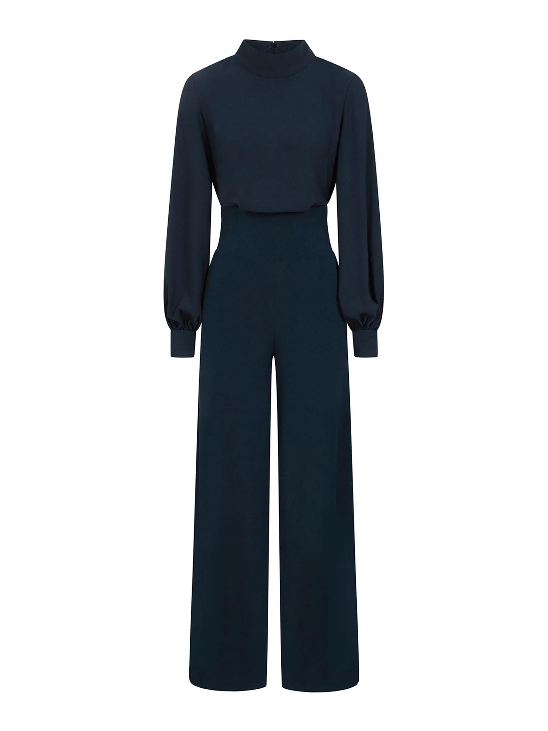Blauw - HotSquash jumpsuit met wijde pijpen en blousonmouwen