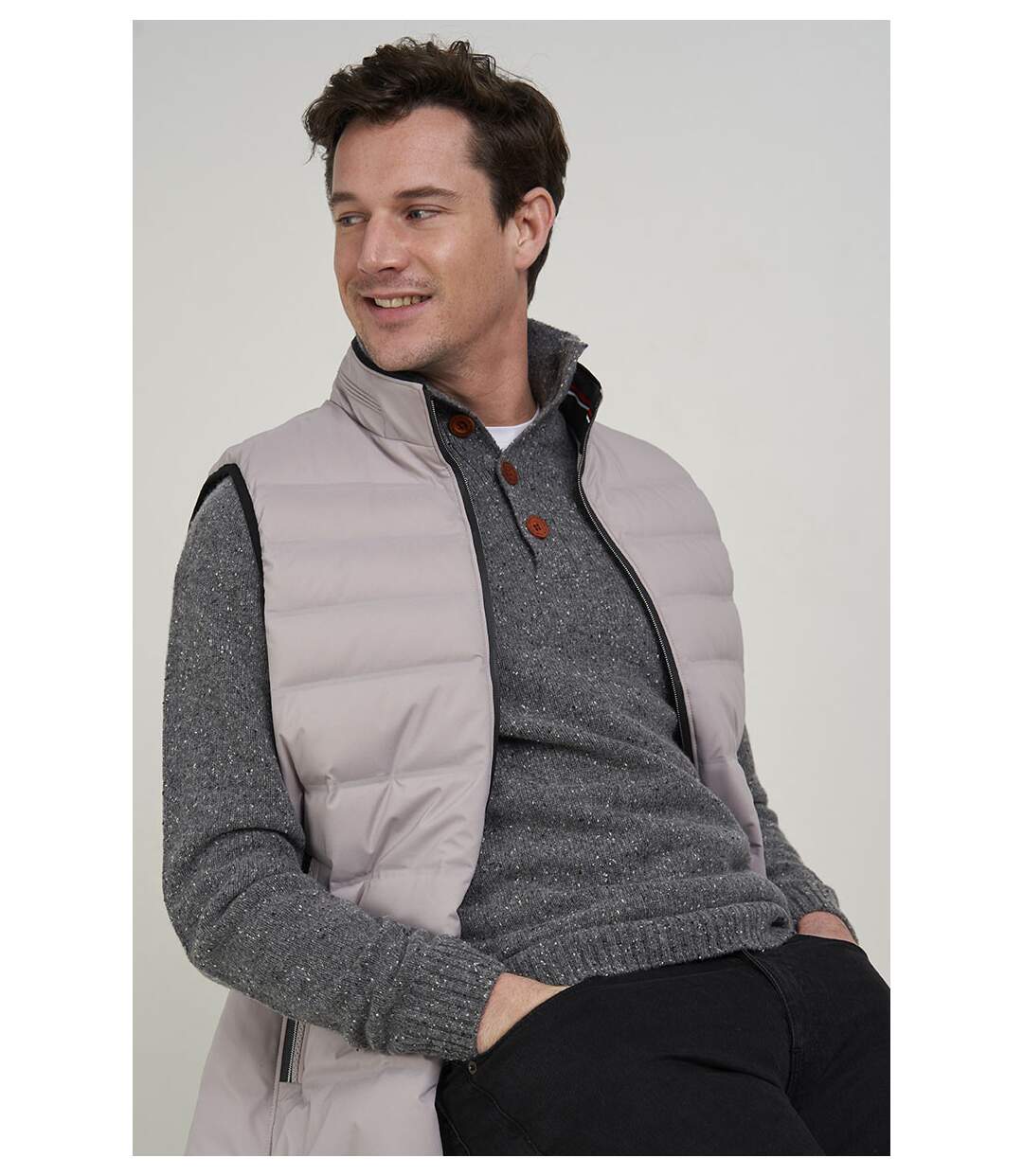 Pull col montant tweedé
