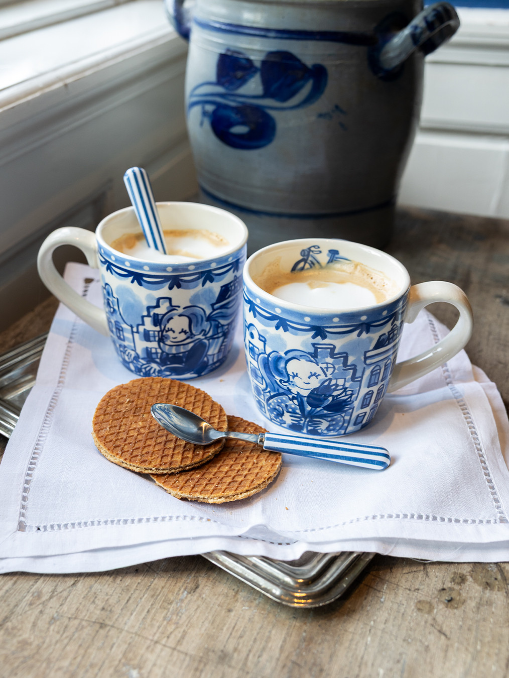Cappuccinobeker 0,5L Delfts Blond Grachten & Tulpen