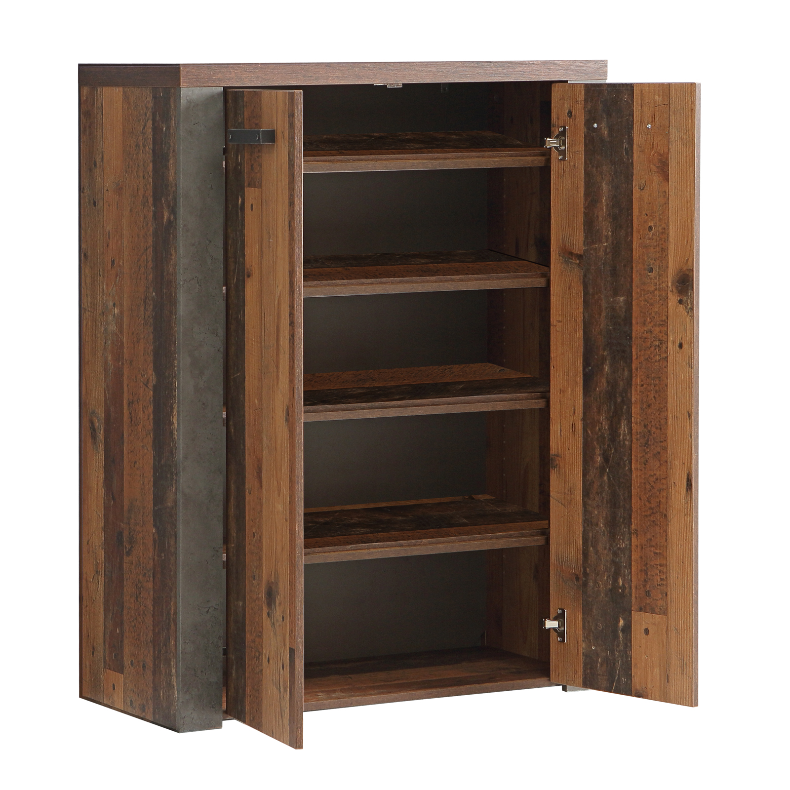 Schuhschrank - Old Wood Vintage-Betonoptik - 86 cm breit