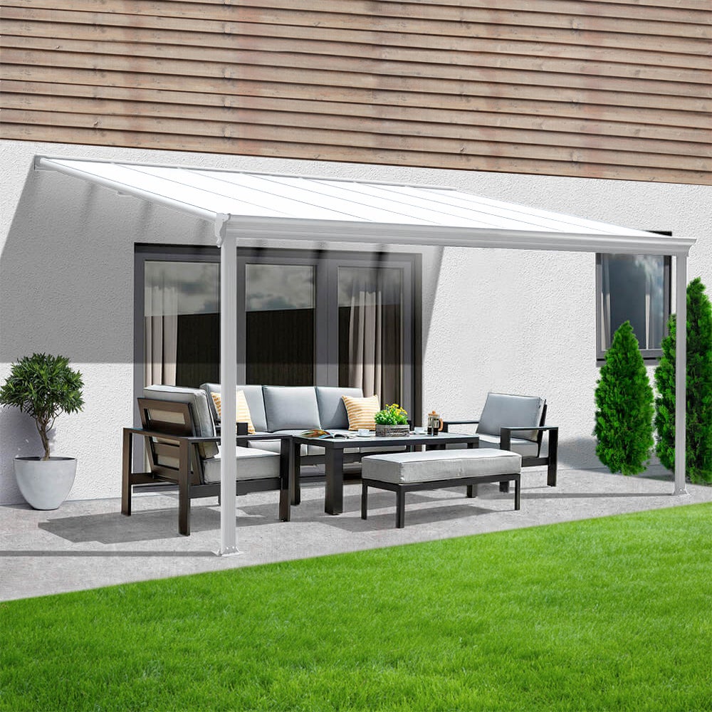 Home Deluxe - SOLIS terrasoverkapping - Wit, B/D/H: 312 x 303 x 226/278 cm - incl. dubbelwandige polycarbonaatplaten, bevestigingsmateriaal | Carport, paviljoen, pergola